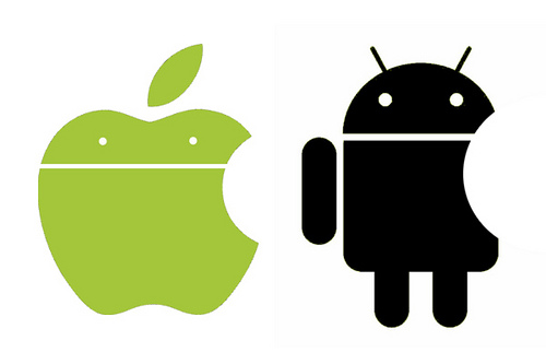 Apple Computer and Android logos merged